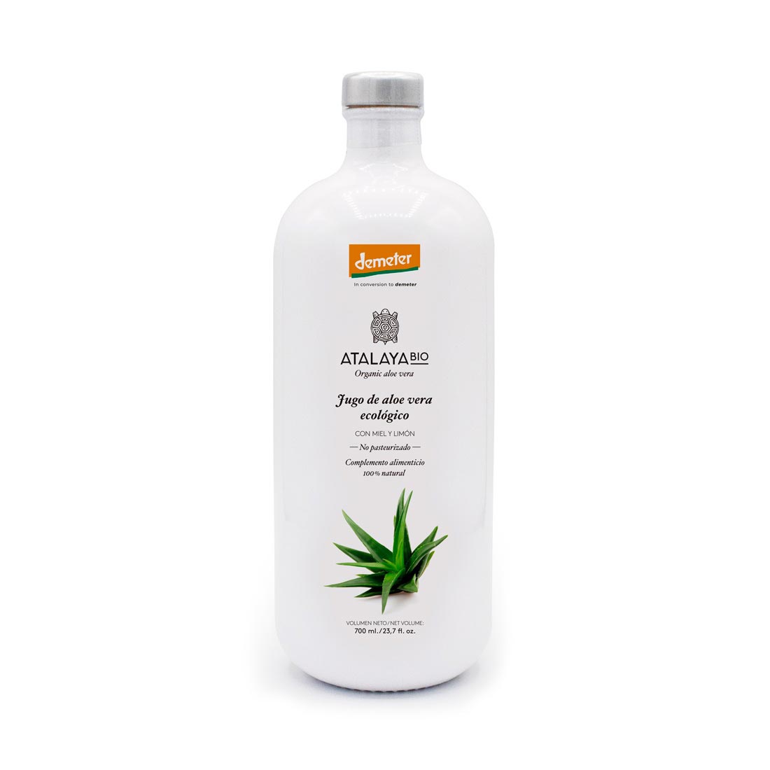 Pur Jus d'Aloe Vera Biodynamique (96%) au Miel et au Citron Sans Aloïne