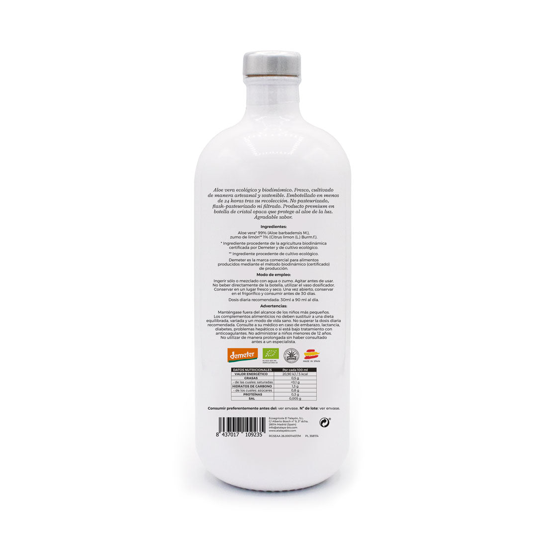 Biodynamic Pure Aloe Vera Juice 100% Natural Aloin-Free