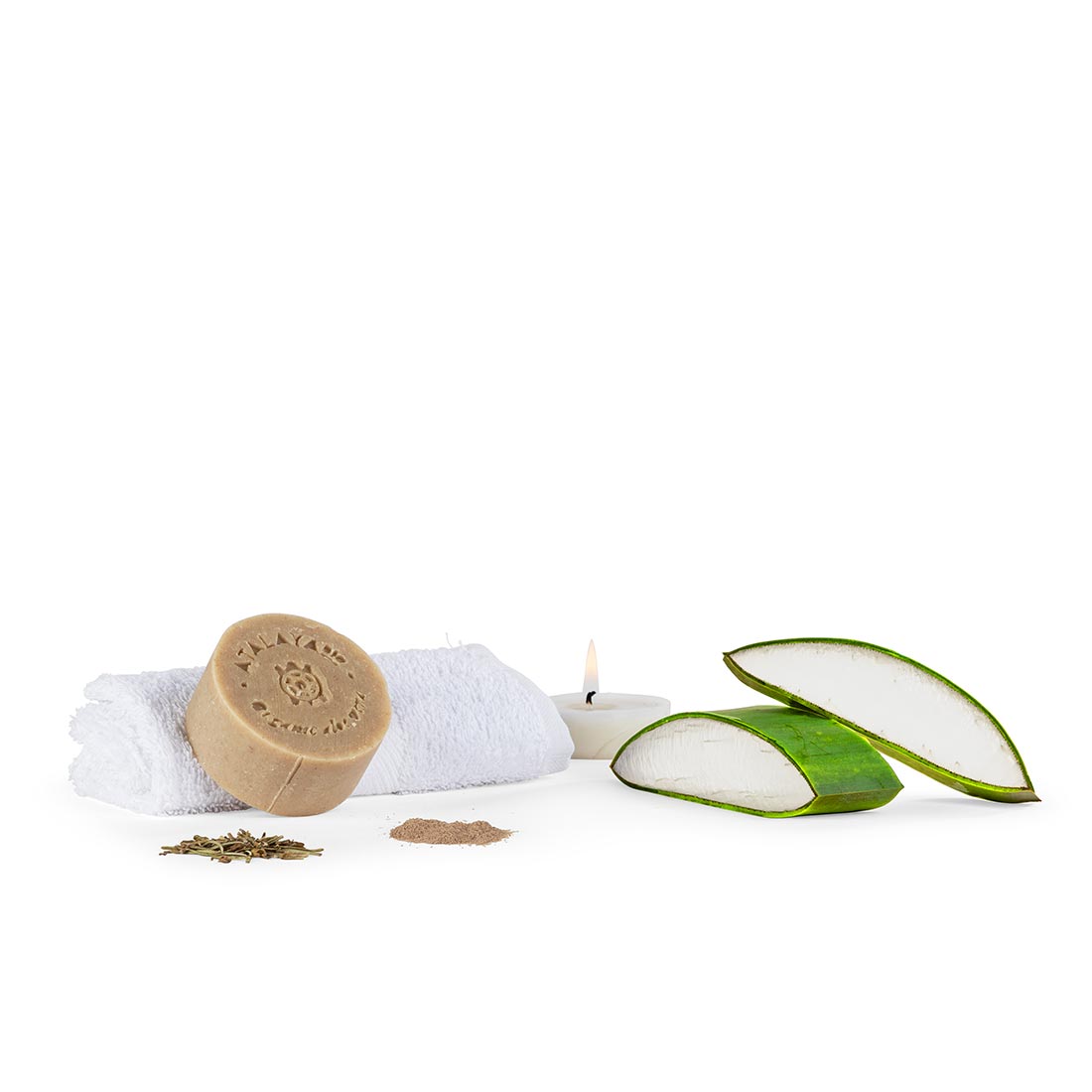 Handgemachte Seife aus Aloe Vera, Rosmarin und Ghassoul-Ton