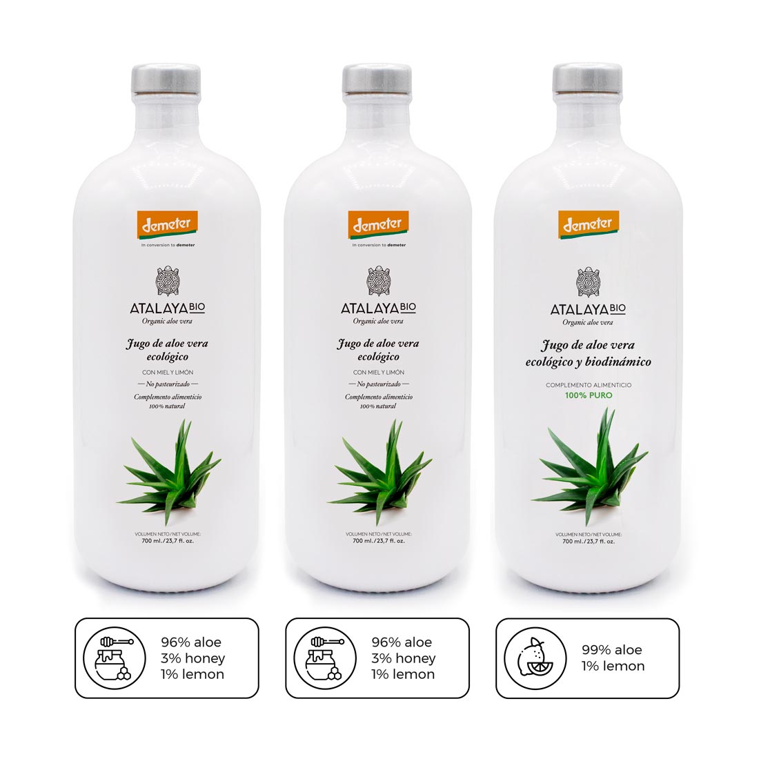 Biodynamic Pure Aloe Vera Juice 100% Natural Aloin-Free Economy Pack