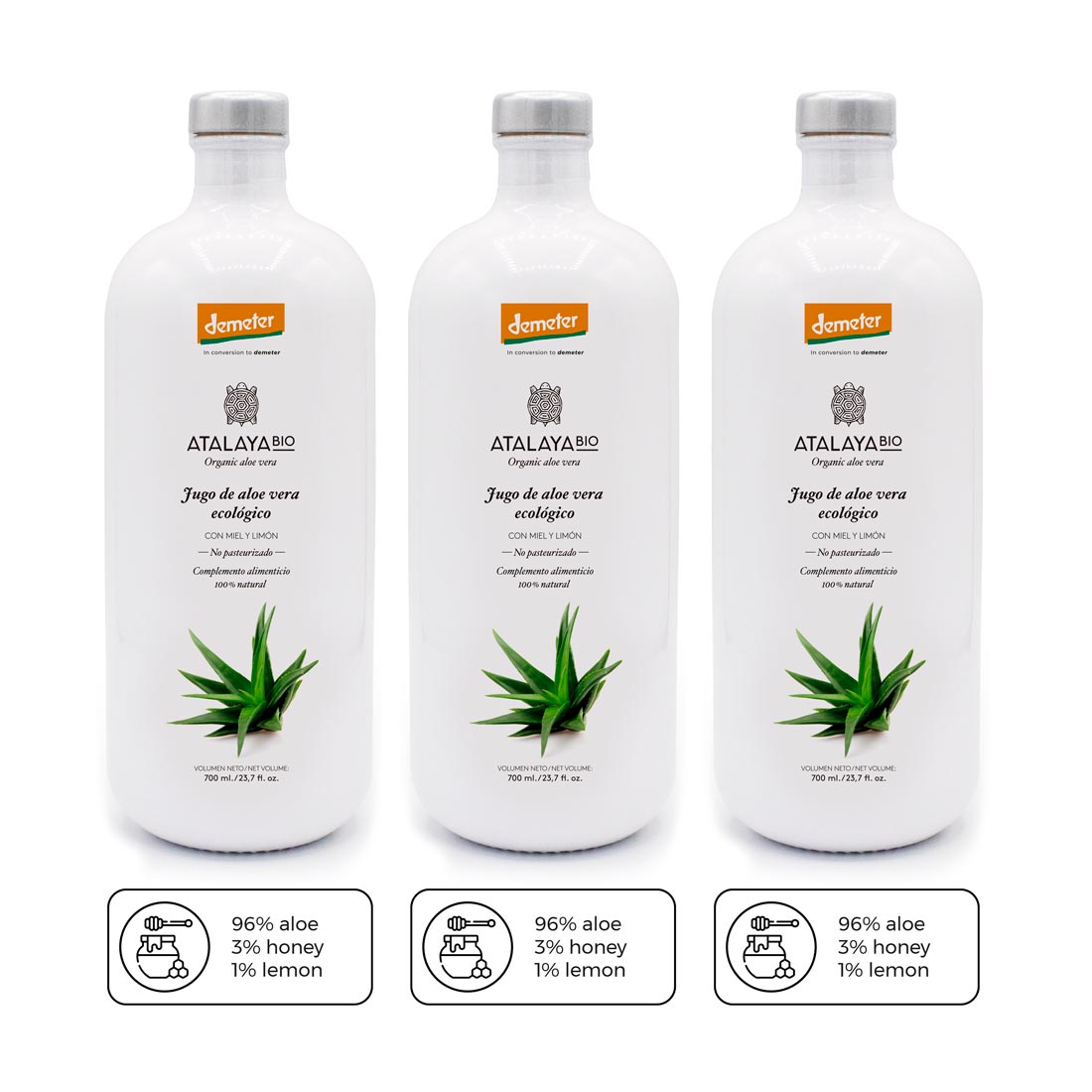 Biodynamic Pure Aloe Vera Juice 100% Natural Aloin-Free Economy Pack